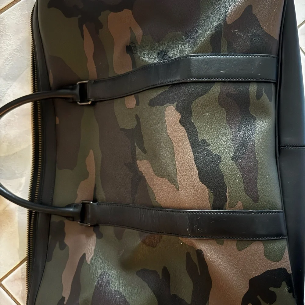 Coach Camouflage Leather-Trim Duffel in Green and Brown